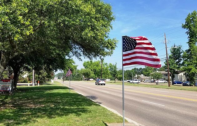 American Flags in front of station - Rotary Flags